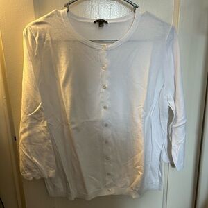 Talbots White Button-Front Women's Sweater